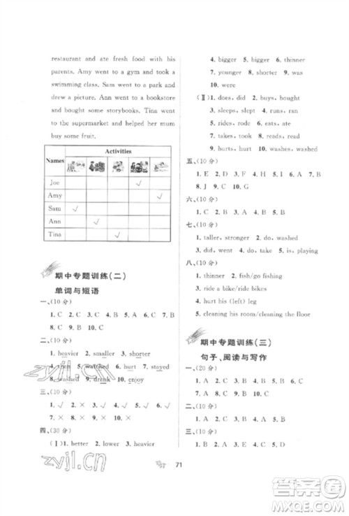 广西师范大学出版社2023新课程学习与测评单元双测六年级英语下册人教版A版参考答案