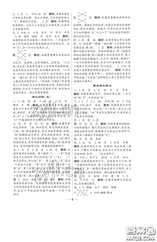 宁夏人民教育出版社2023经纶学典提高班一年级下册语文人教版参考答案 宁夏人民教育出版社2023经纶学典提高班一年级下册语文人教版参考答案
