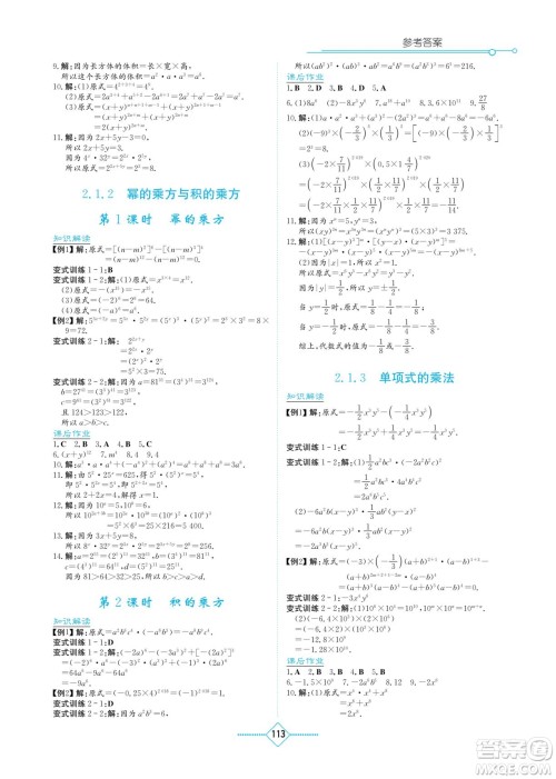 湖南教育出版社2023学法大视野七年级下册数学湘教版参考答案