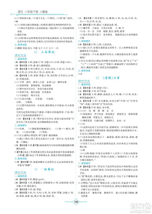 湖南教育出版社2023学法大视野八年级下册语文人教版参考答案