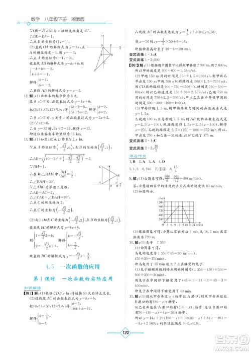 湖南教育出版社2023学法大视野八年级下册数学湘教版参考答案