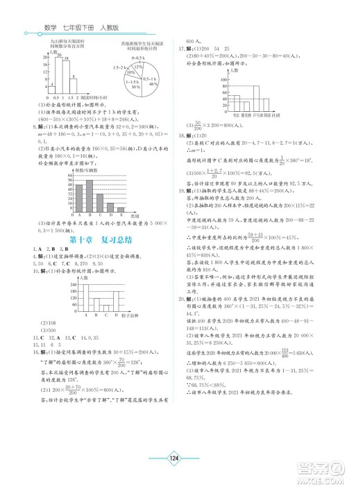 湖南教育出版社2023学法大视野七年级下册数学人教版参考答案 湖南教育出版社2023学法大视野七年级下册数学人教版参考答案