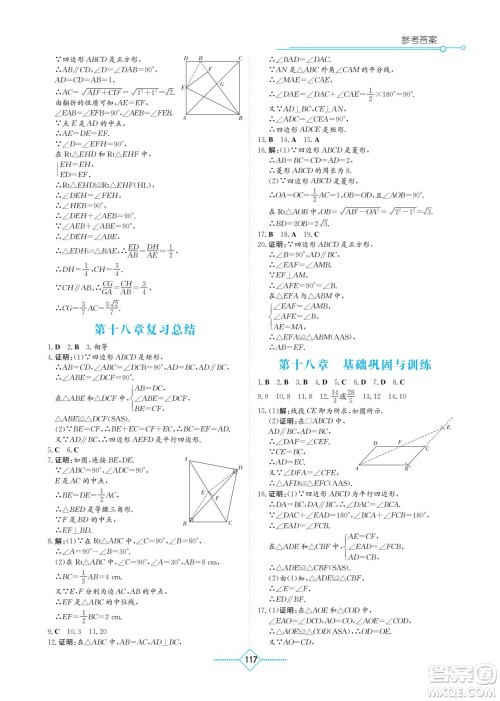 湖南教育出版社2023学法大视野八年级下册数学人教版参考答案