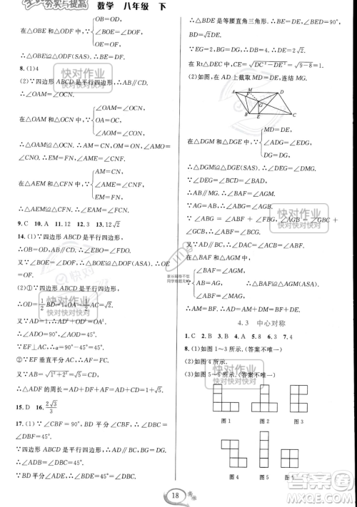 华东师范大学出版社2023全优方案夯实与提高八年级下册数学浙教版参考答案