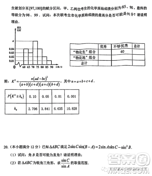温州市普通高中2023届高三第二次适应性考试数学试题卷答案 温州市普通高中2023届高三第二次适应性考试数学试题卷答案