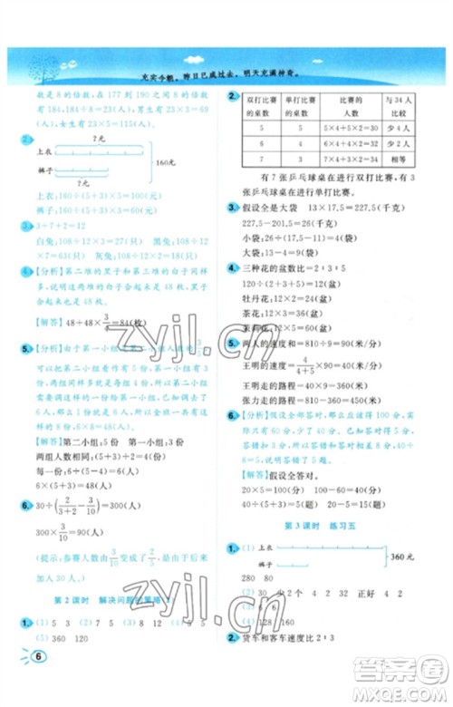 东南大学出版社2023小题狂做培优作业本六年级数学下册苏教版参考答案