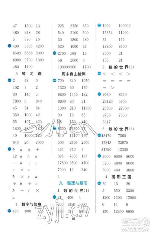 江苏人民出版社2023小学数学计算高手四年级下册数学JSJY苏教版参考答案