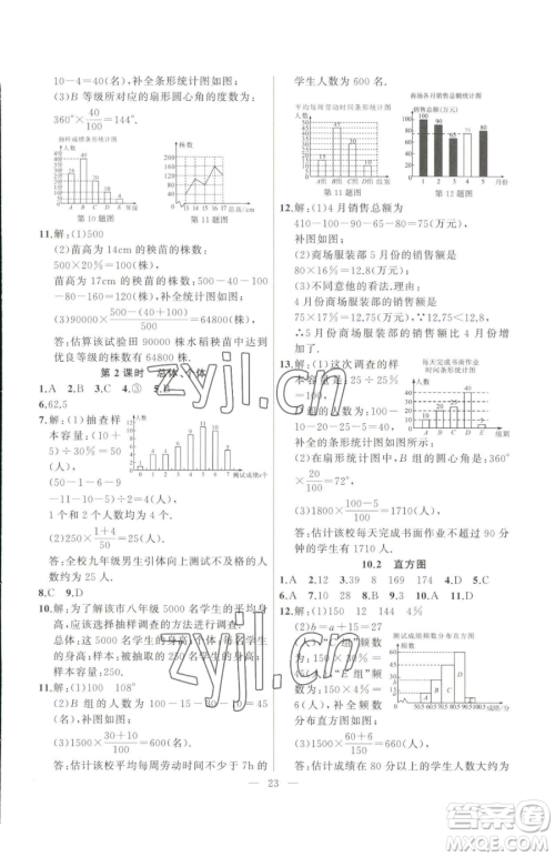 延边大学出版社2023高手点题七年级下册数学人教版参考答案