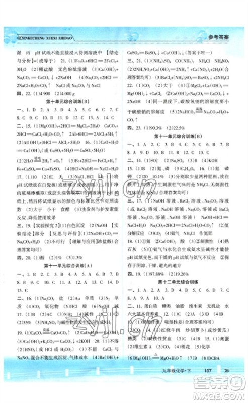 南方出版社2023新课程学习指导九年级化学下册人教版参考答案 南方出版社2023新课程学习指导九年级化学下册人教版参考答案