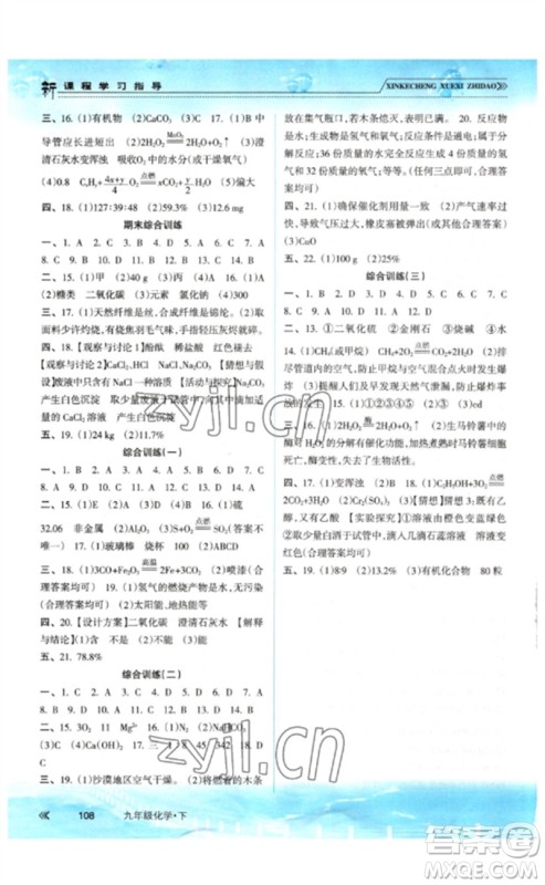 南方出版社2023新课程学习指导九年级化学下册人教版参考答案 南方出版社2023新课程学习指导九年级化学下册人教版参考答案