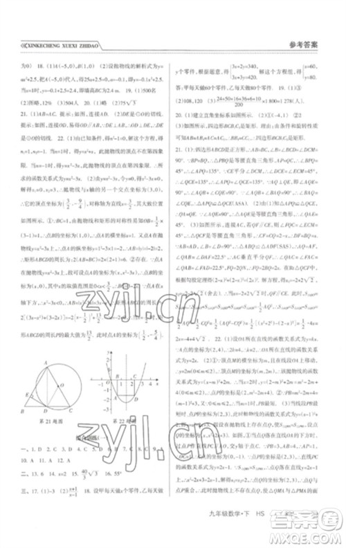 南方出版社2023新课程学习指导九年级数学下册华师大版参考答案