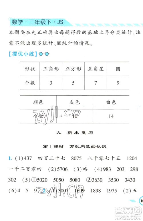 宁夏人民教育出版社2023经纶学典课时作业二年级下册数学江苏版参考答案