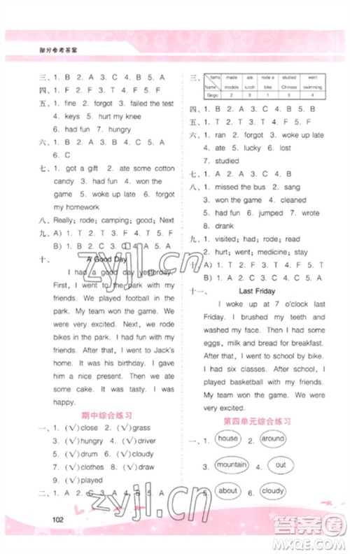 广西师范大学出版社2023新课程学习辅导六年级英语下册粤人版参考答案 广西师范大学出版社2023新课程学习辅导六年级英语下册粤人版参考答案