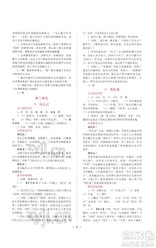 广西师范大学出版社2023新课程学习辅导九年级语文下册人教版参考答案