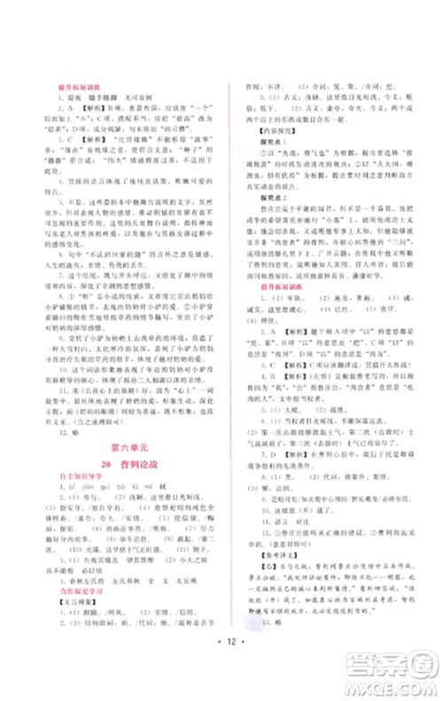 广西师范大学出版社2023新课程学习辅导九年级语文下册人教版参考答案
