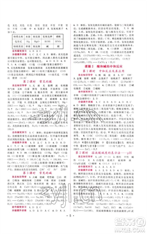 广西师范大学出版社2023新课程学习辅导九年级化学下册人教版参考答案 广西师范大学出版社2023新课程学习辅导九年级化学下册人教版参考答案