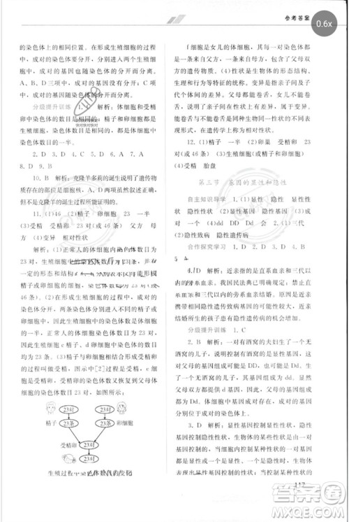 广西师范大学出版社2023新课程学习辅导八年级生物下册人教版参考答案