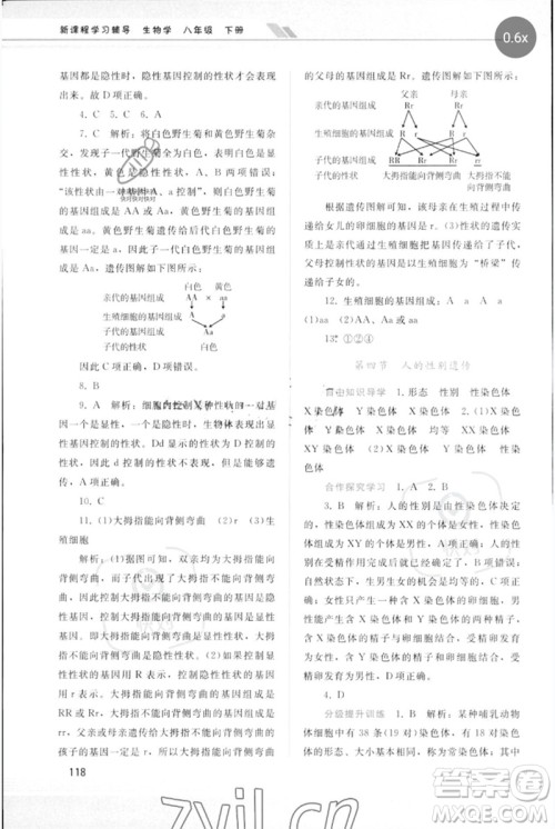 广西师范大学出版社2023新课程学习辅导八年级生物下册人教版参考答案