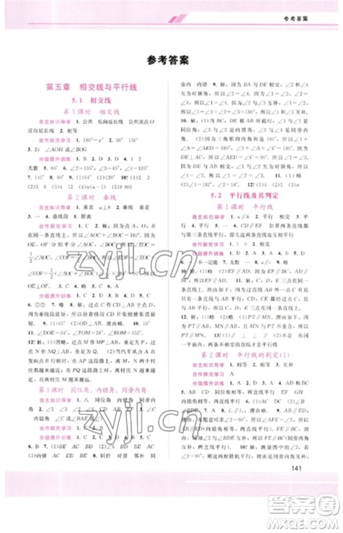 广西师范大学出版社2023新课程学习辅导七年级数学下册人教版参考答案