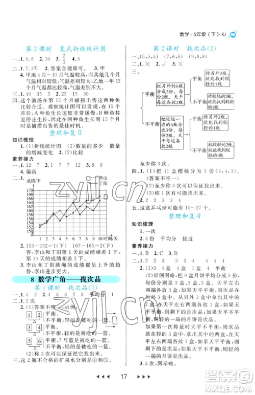 延边大学出版社2023细解巧练五年级下册数学人教版参考答案