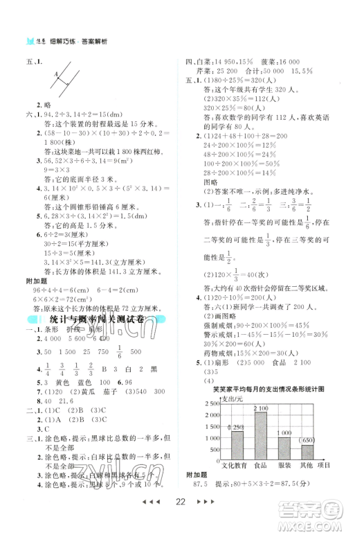 延边大学出版社2023细解巧练六年级下册数学人教版参考答案