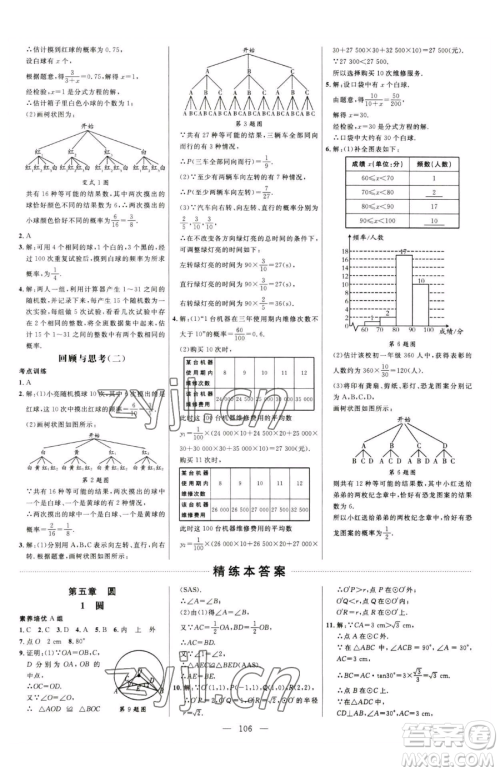 延边大学出版社2023细解巧练九年级下册数学鲁教版五四制参考答案