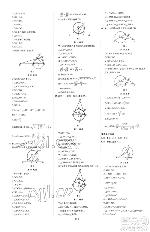 延边大学出版社2023细解巧练九年级下册数学鲁教版五四制参考答案