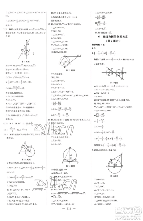 延边大学出版社2023细解巧练九年级下册数学鲁教版五四制参考答案