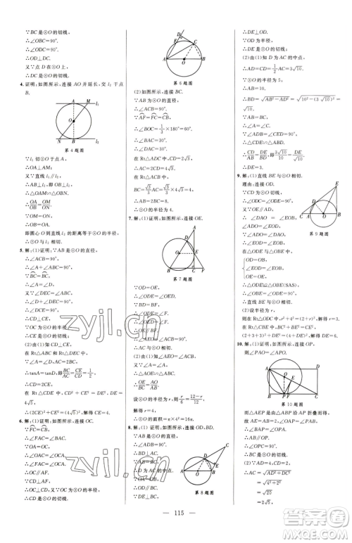 延边大学出版社2023细解巧练九年级下册数学鲁教版五四制参考答案