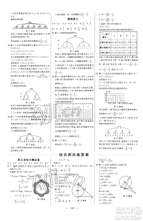 延边大学出版社2023细解巧练九年级下册数学鲁教版五四制参考答案