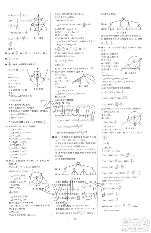 延边大学出版社2023细解巧练九年级下册数学鲁教版五四制参考答案