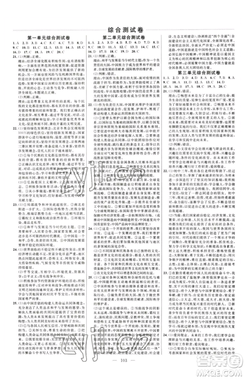 延边大学出版社2023细解巧练九年级下册道德与法治人教版五四制参考答案