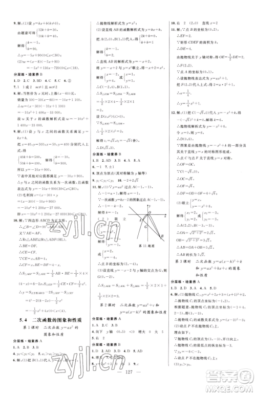 延边大学出版社2023细解巧练九年级下册数学青岛版参考答案