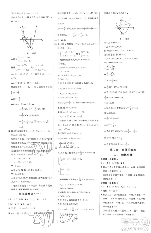 延边大学出版社2023细解巧练九年级下册数学青岛版参考答案