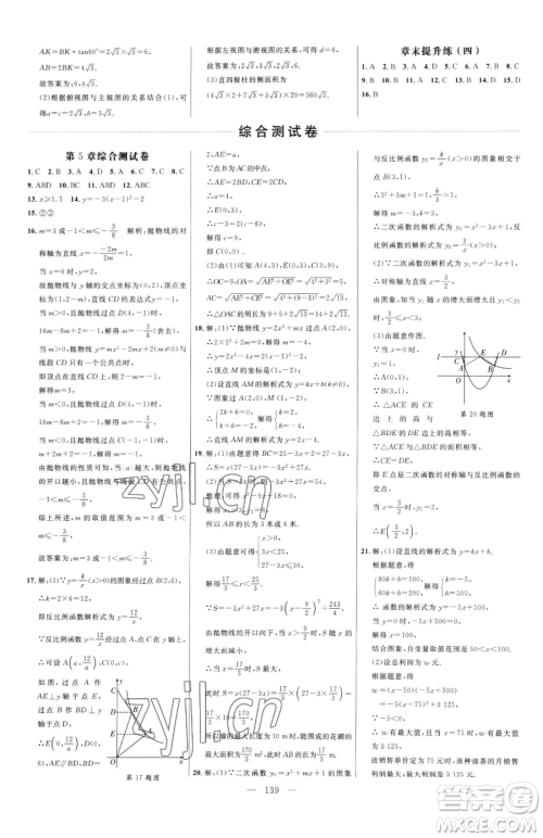 延边大学出版社2023细解巧练九年级下册数学青岛版参考答案