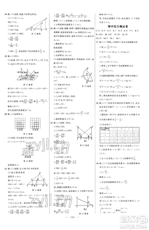 延边大学出版社2023细解巧练九年级下册数学青岛版参考答案