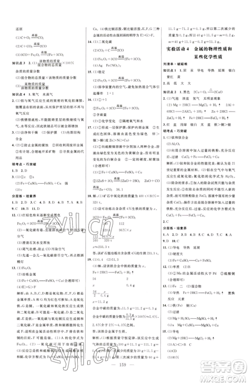 延边大学出版社2023细解巧练九年级下册化学人教版参考答案