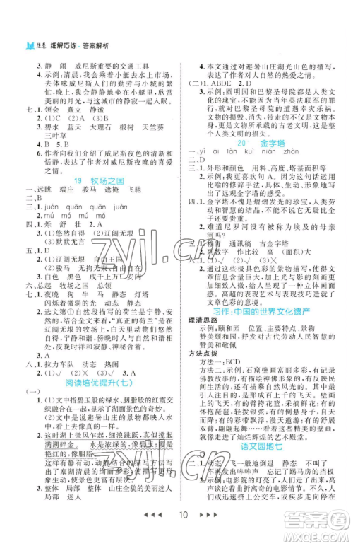 延边大学出版社2023细解巧练五年级下册语文人教版参考答案