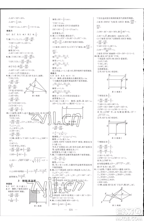 延边大学出版社2023细解巧练八年级下册数学鲁教版五四制参考答案