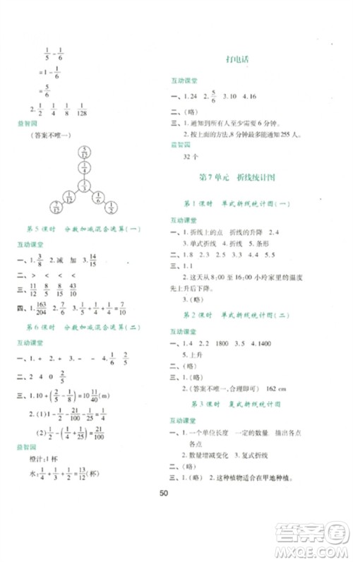 陕西人民教育出版社2023新课程学习与评价五年级数学下册人教版参考答案