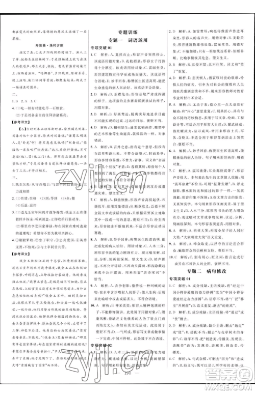 延边大学出版社2023细解巧练八年级下册语文人教版五四制参考答案