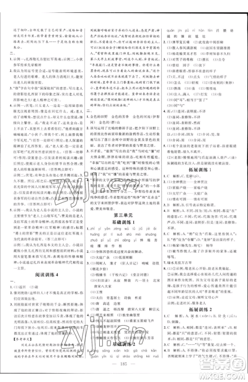 延边大学出版社2023细解巧练七年级下册语文人教版五四制参考答案