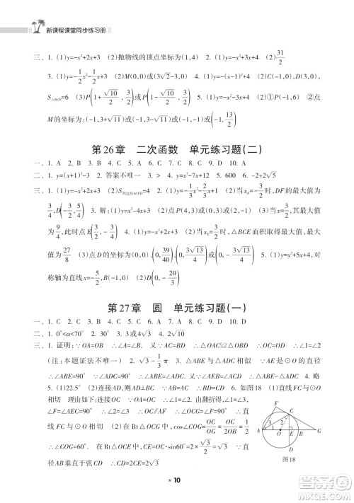 海南出版社2023新课程课堂同步练习册九年级下册数学华东师大版参考答案