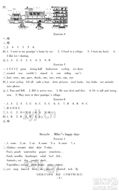 浙江人民出版社2023全程练习与评价六年级英语下册人教版参考答案 浙江人民出版社2023全程练习与评价六年级英语下册人教版参考答案