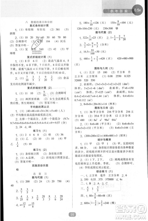 辽海出版社2023新课程能力培养五年级数学下册北师大版参考答案