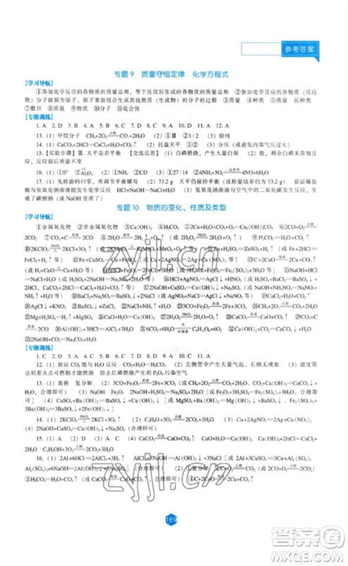 辽海出版社2023新课程化学能力培养九年级下册人教版参考答案