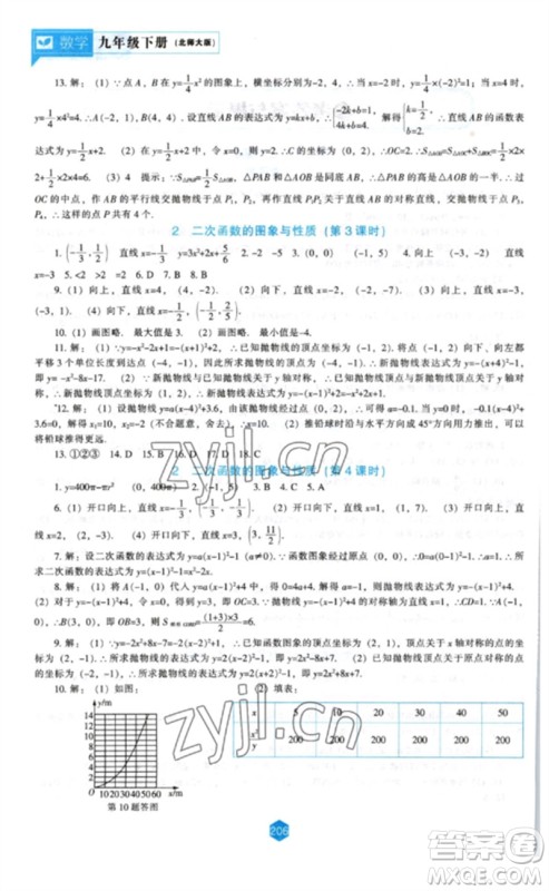 辽海出版社2023新课程数学能力培养九年级下册北师大版参考答案 辽海出版社2023新课程数学能力培养九年级下册北师大版参考答案