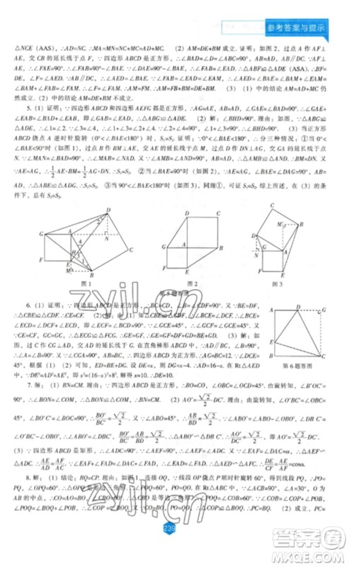 辽海出版社2023新课程数学能力培养九年级下册北师大版参考答案