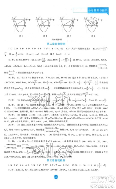 辽海出版社2023新课程数学能力培养九年级下册北师大版参考答案