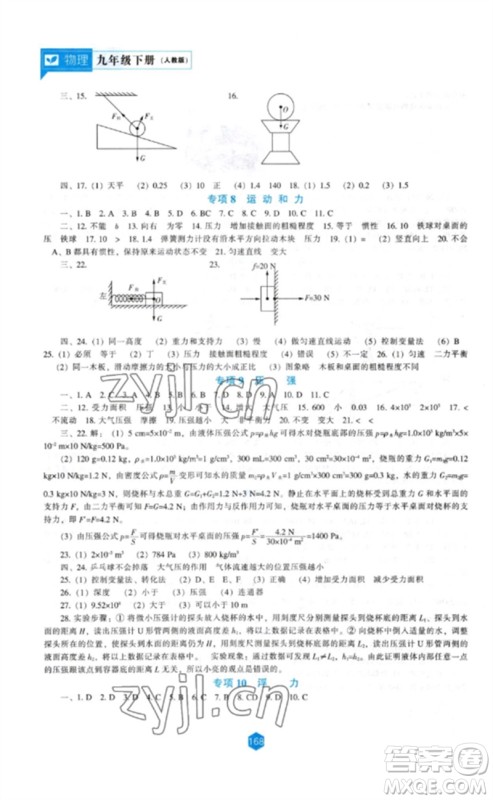 辽海出版社2023新课程物理能力培养九年级下册人教版参考答案